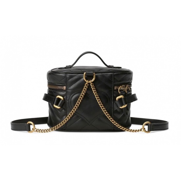 Gucci New With Box GG Marmont Black Leather Vanity Case Backpack - Picture 13 of 13